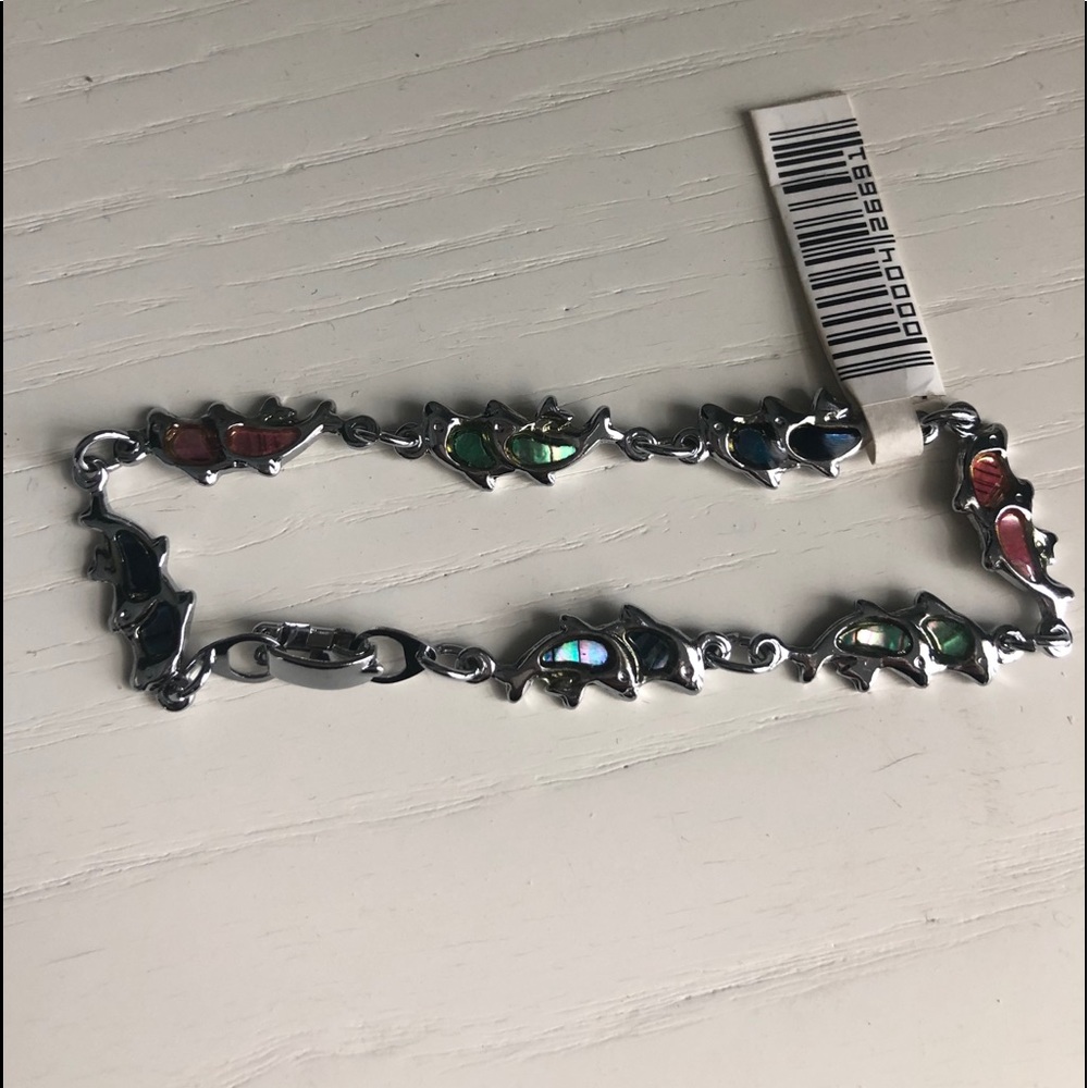 New silver metal dolphin bracelet